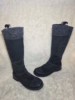 The North Face Primaloft Suede Tall Winter Boots Black Felt Cuff Women's Size 10